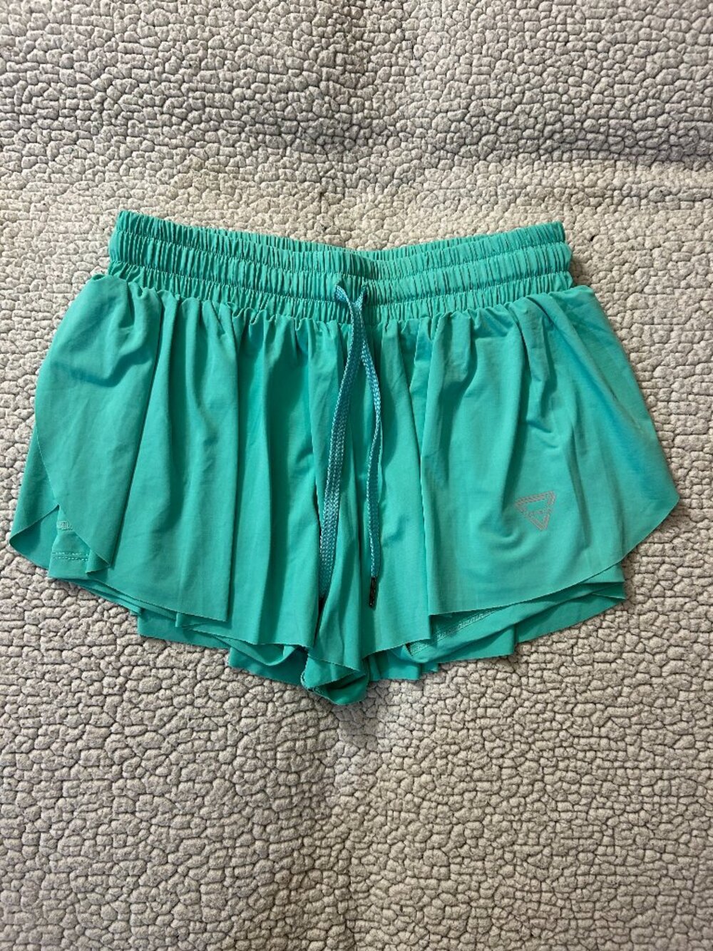 Luogongzi -- teal/ blue/ green, flowy running shorts, shorts underneath